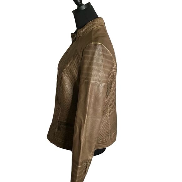 Moto Style Faux Leather Jacket with Quilted Detail by J2 - Picture 7 of 7